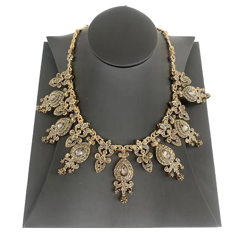 Queen Arania's  Five Piece BridalJewellery Set Bracelet Earring Necklace Ring Crown