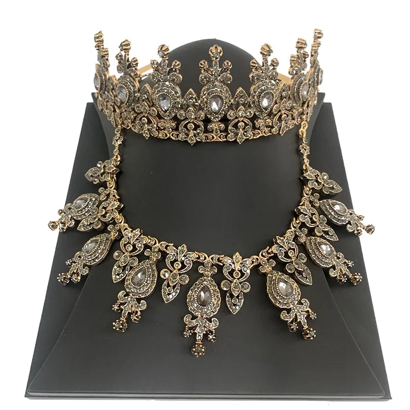 Queen Arania's  Five Piece BridalJewellery Set Bracelet Earring Necklace Ring Crown