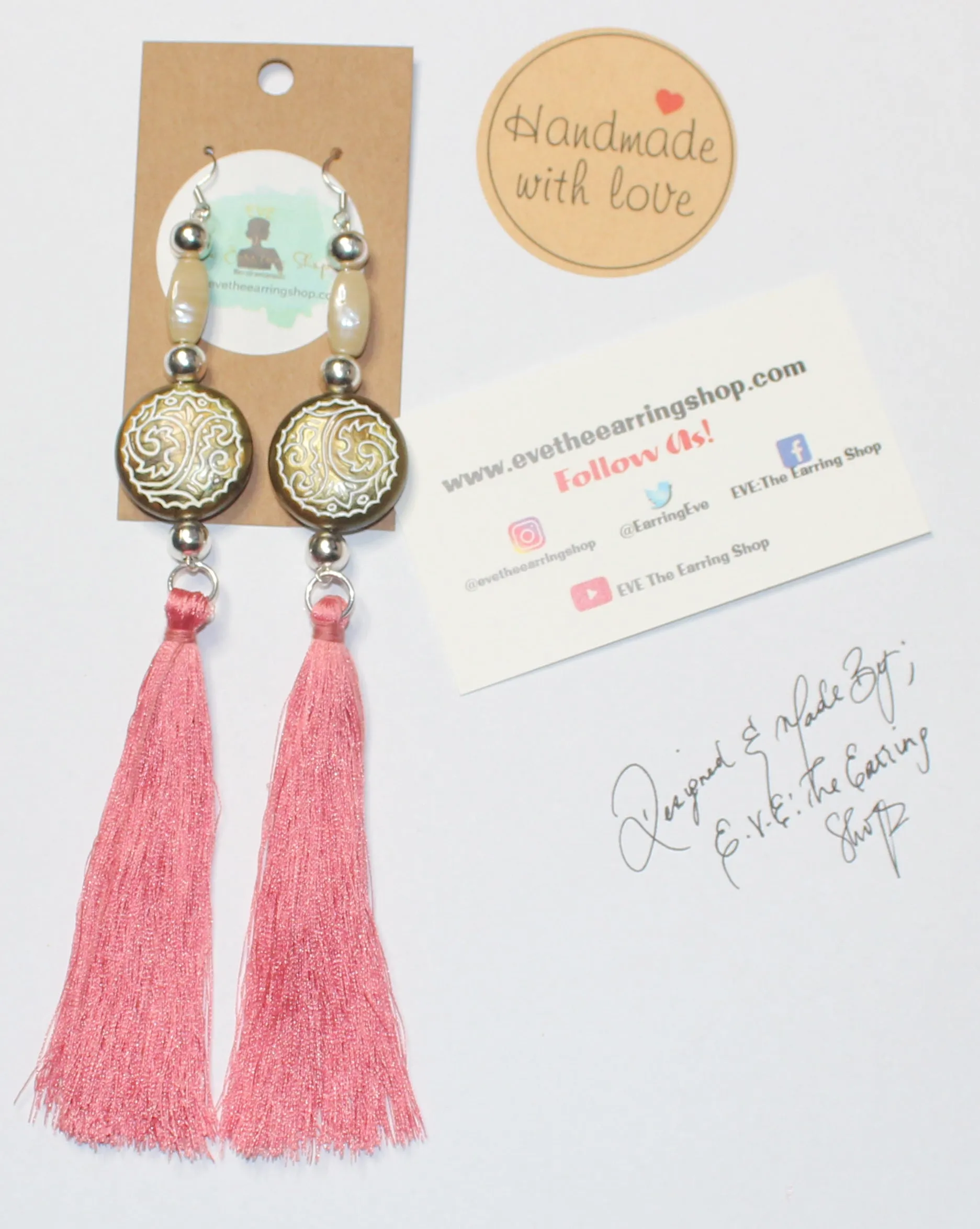 "Summer Walk" Bead and Tassel Earrings (Handmade)