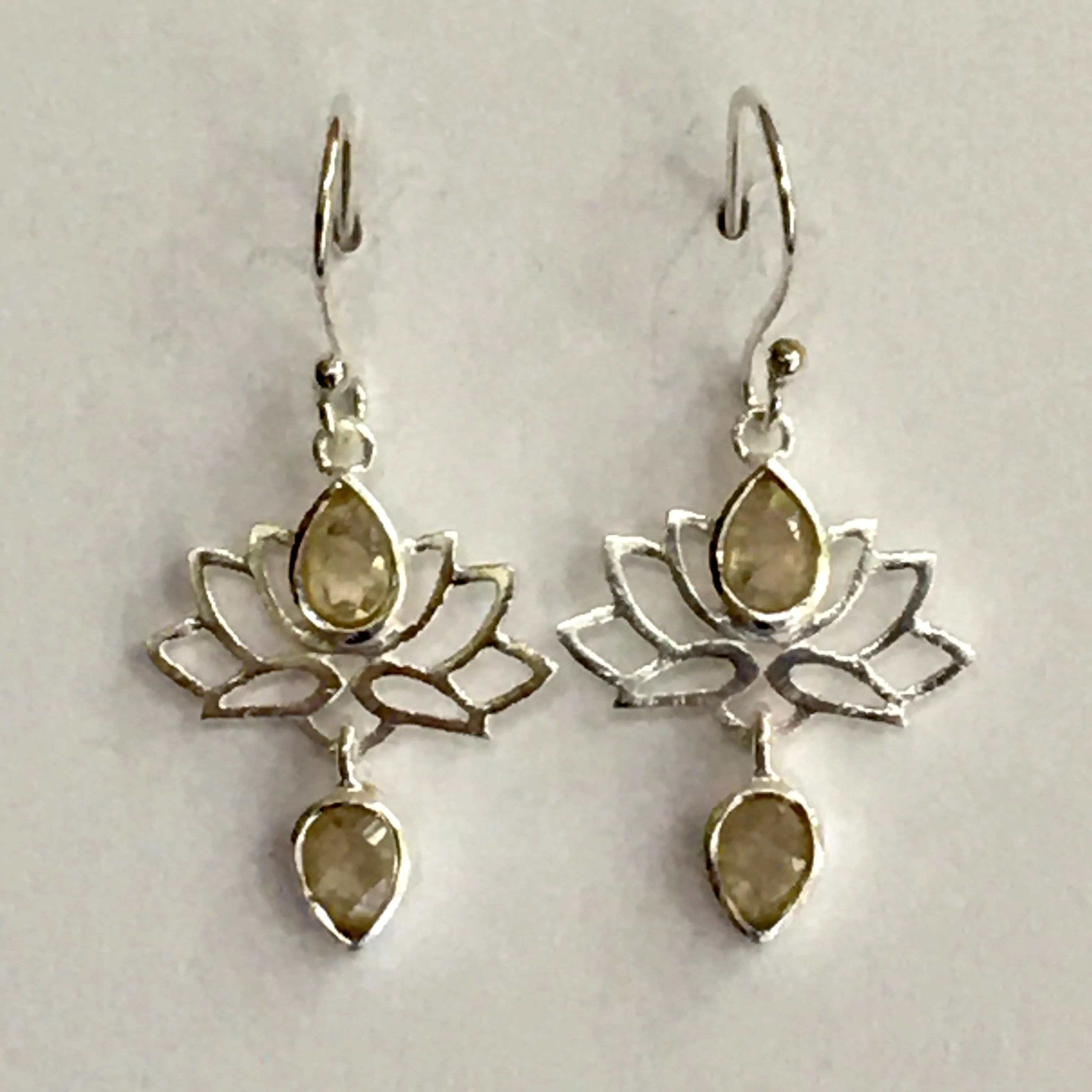 Rainbow Moonstone Lotus Earrings