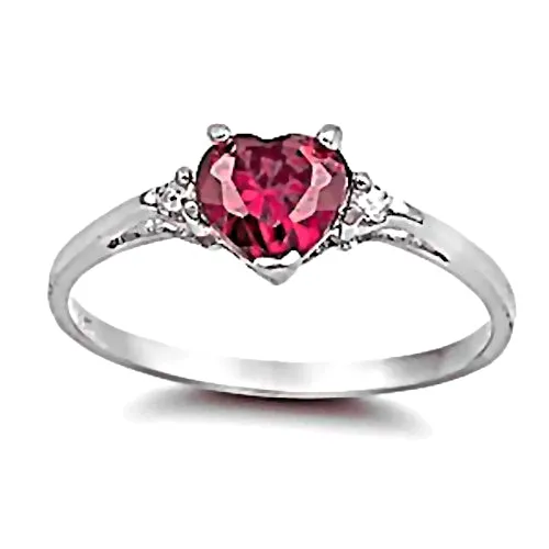 Ranae: 0.81 carat Heart Cut Created Ruby & Russian Ice CZ Promise Ring