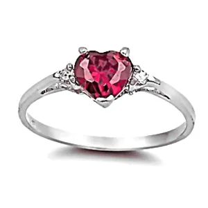 Ranae: 0.81 carat Heart Cut Created Ruby & Russian Ice CZ Promise Ring