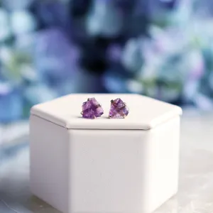 Raw Amethyst Silver Stud Earrings