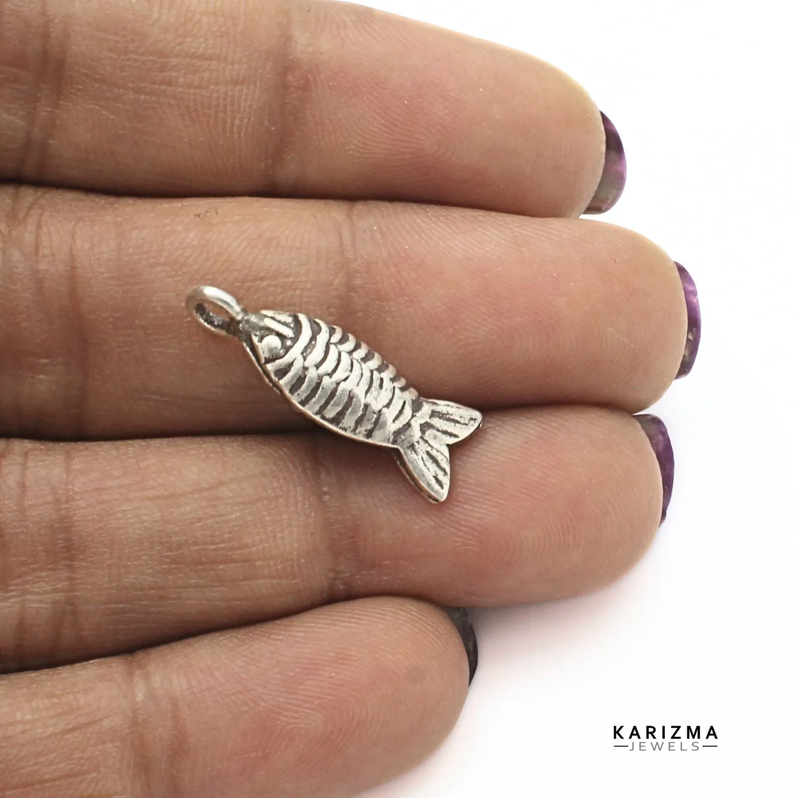 Real 925 Sterling Silver Fish Pendant for Luck