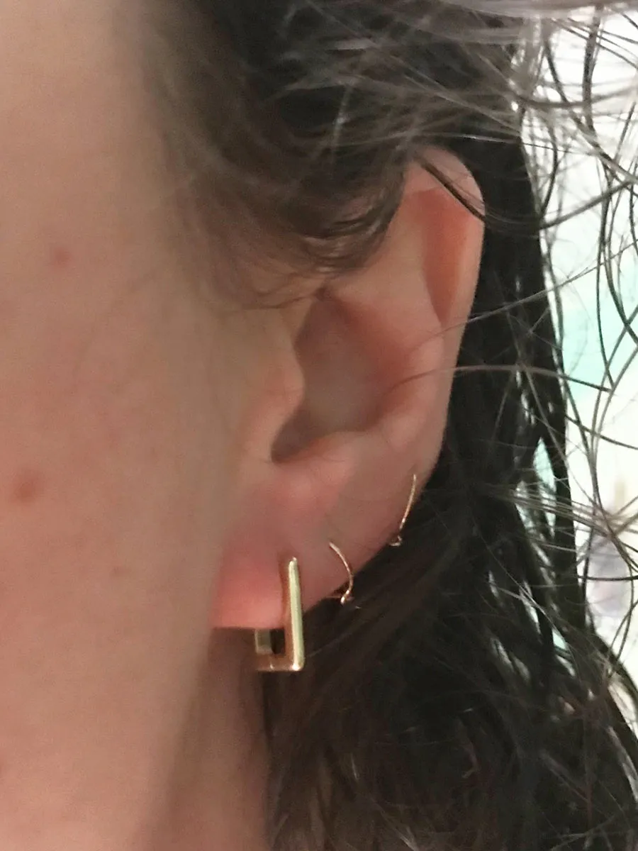 Rectangle Huggie Hoops