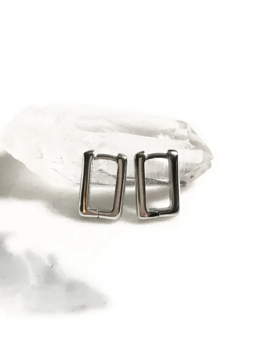 Rectangle Huggie Hoops