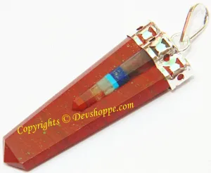 Red Jasper Pencil shaped pendant with 7 Chakra Stones