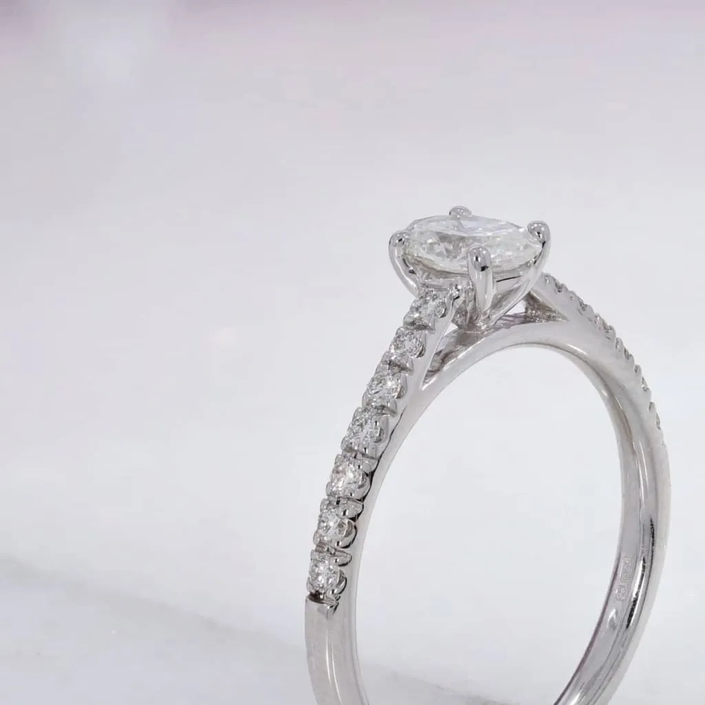 RENOIR | Oval Solitaire Diamond Set in 18ct White Gold 0.60ct