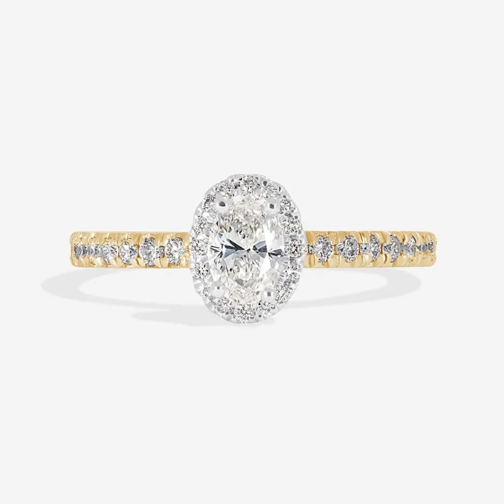 ROOK 0.65ct | Oval Halo Diamond Set in 18ct Gold