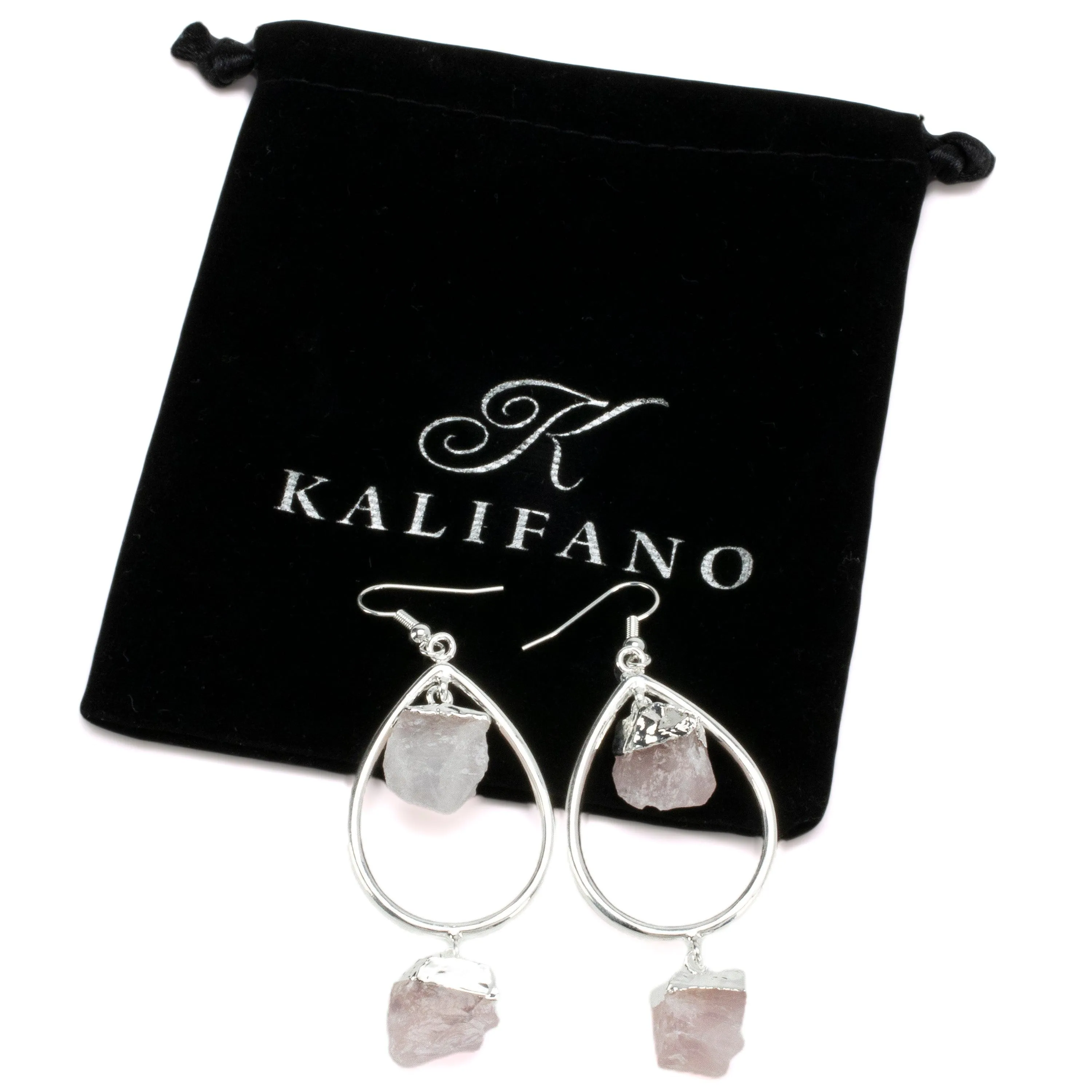 Rose Quartz Crystal Drop French Hook Earrings