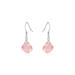 Rose Quartz Gemstone Teardrop Dangle Earrings