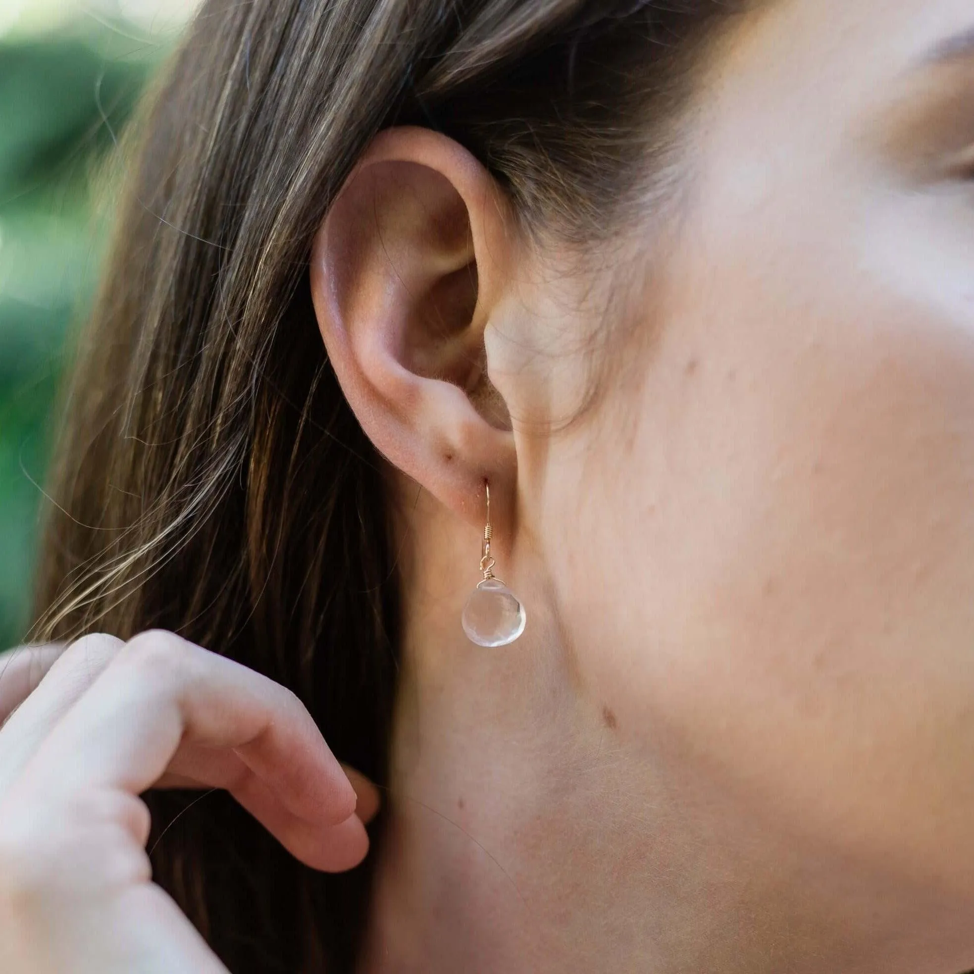 Rose Quartz Gemstone Teardrop Dangle Earrings
