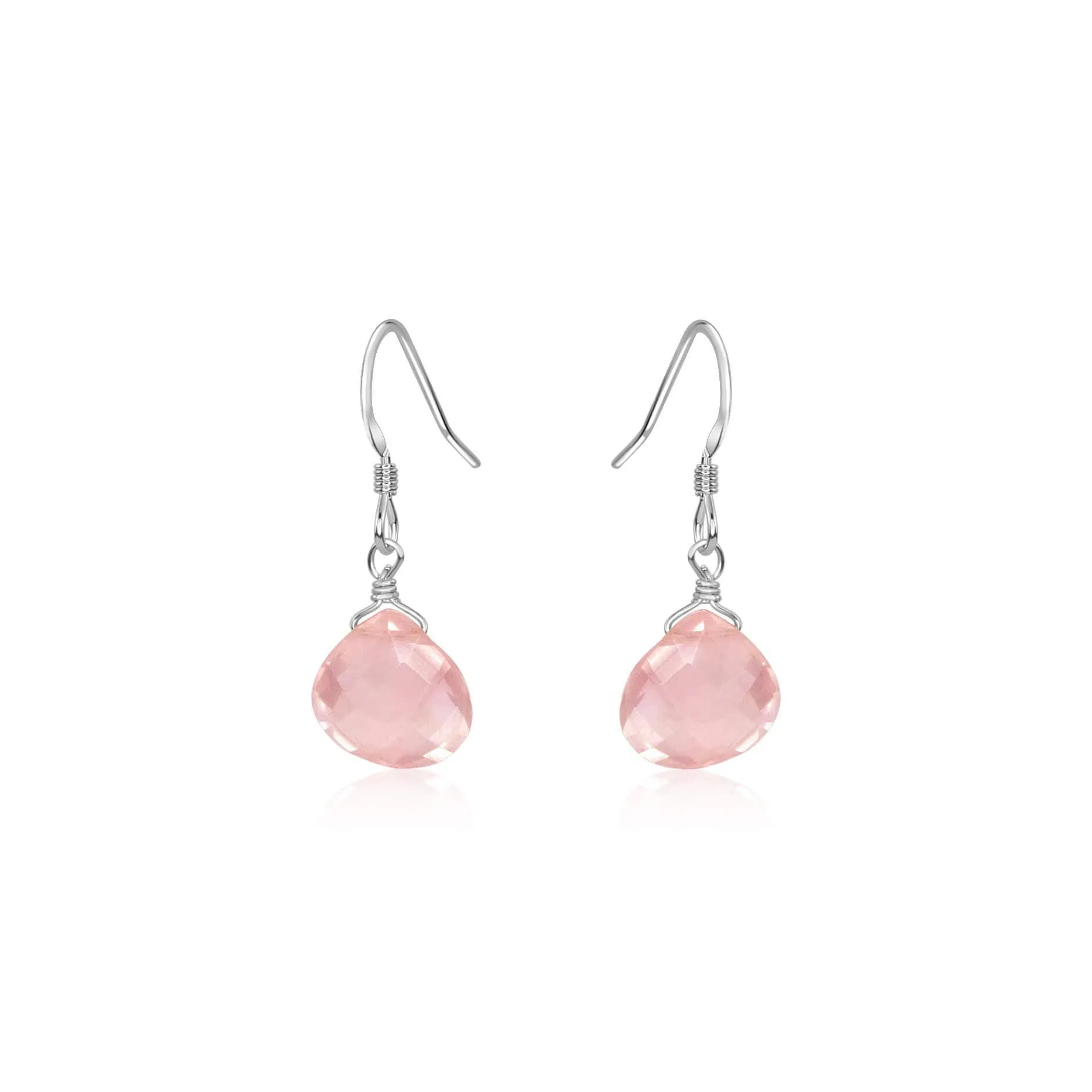 Rose Quartz Gemstone Teardrop Dangle Earrings