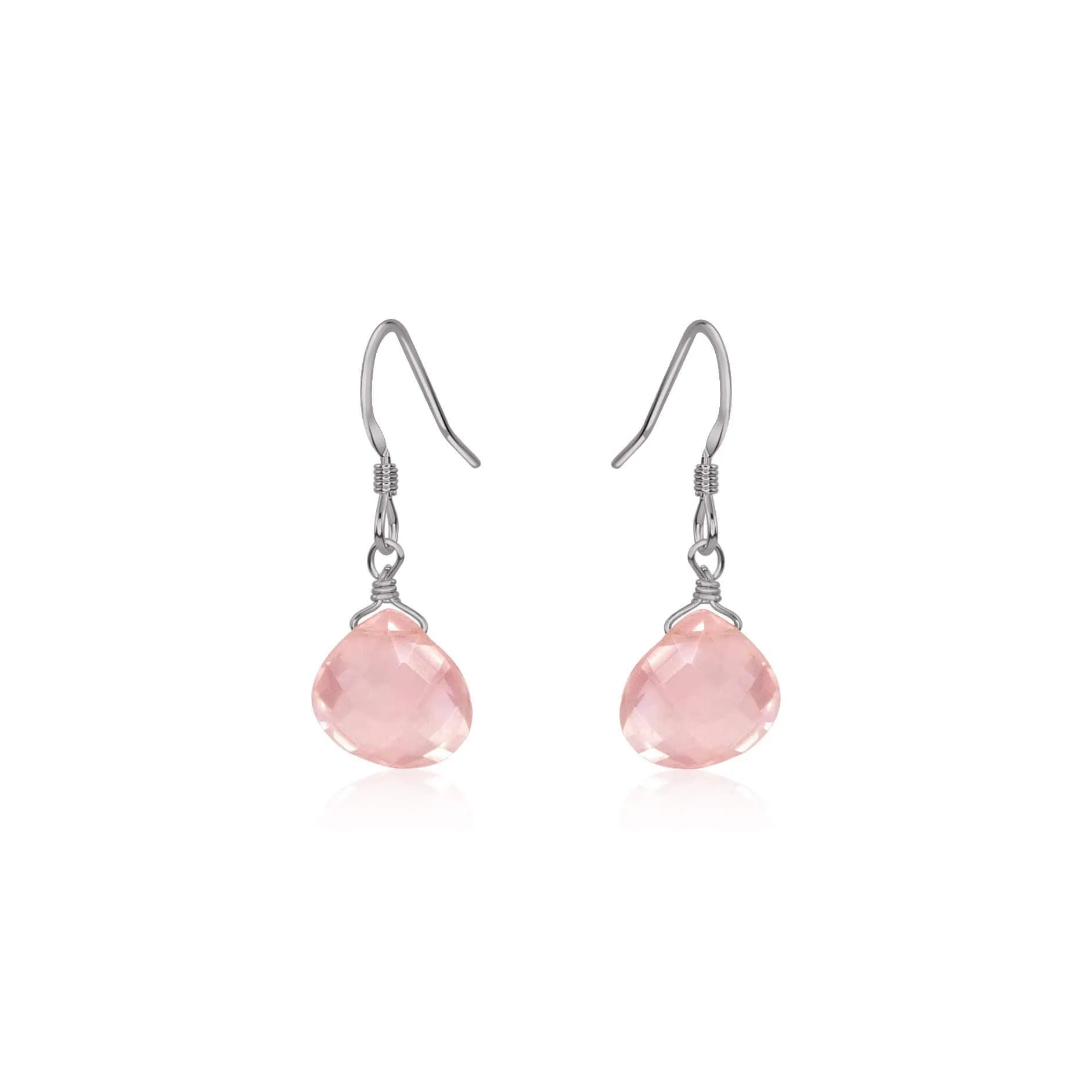Rose Quartz Gemstone Teardrop Dangle Earrings