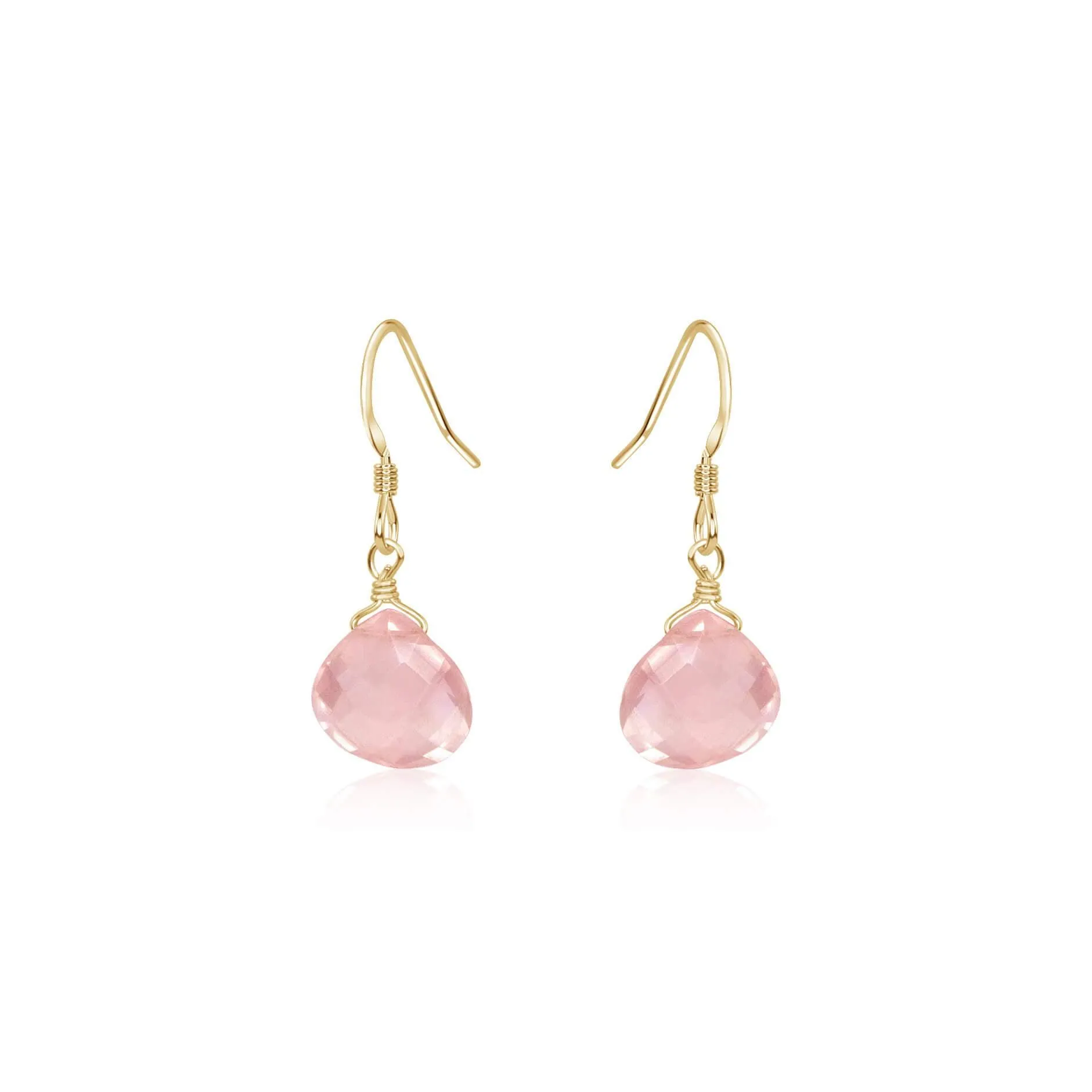 Rose Quartz Gemstone Teardrop Dangle Earrings