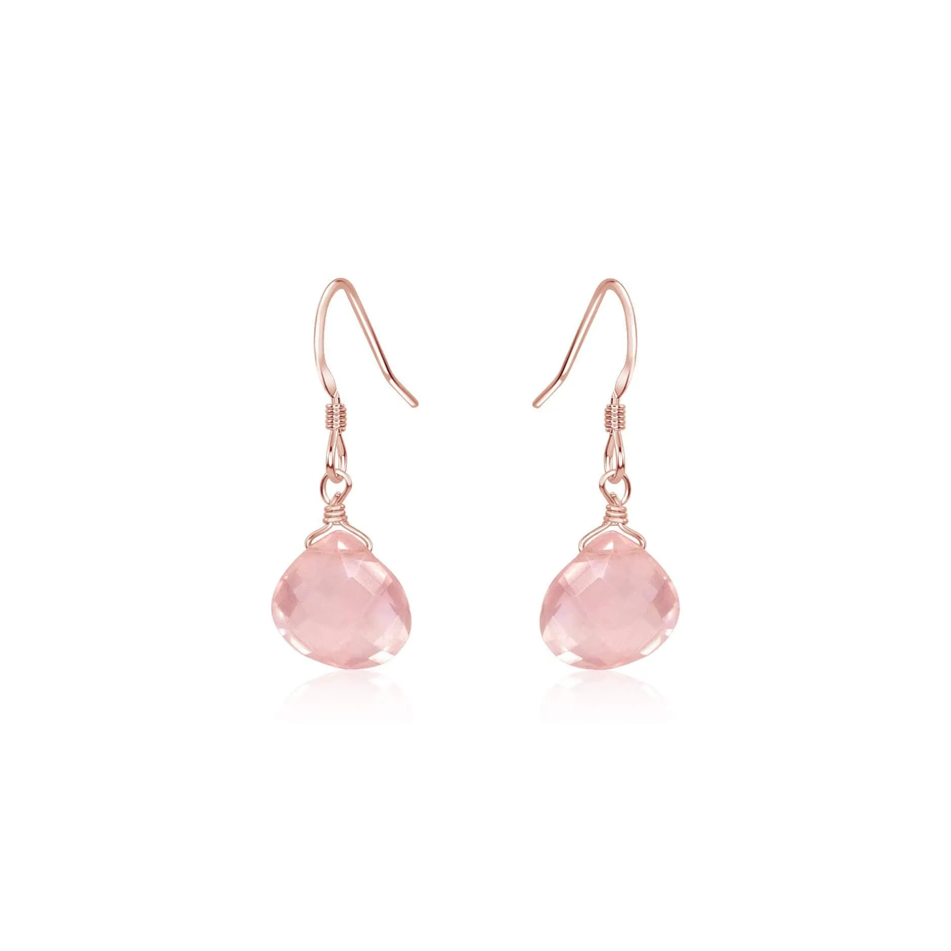 Rose Quartz Gemstone Teardrop Dangle Earrings
