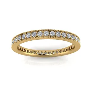 Round Brilliant Cut Diamond Pave & Milgrain Set Eternity Ring In 18k Yellow Gold  (0.7ct. Tw.) Ring Size 6.5