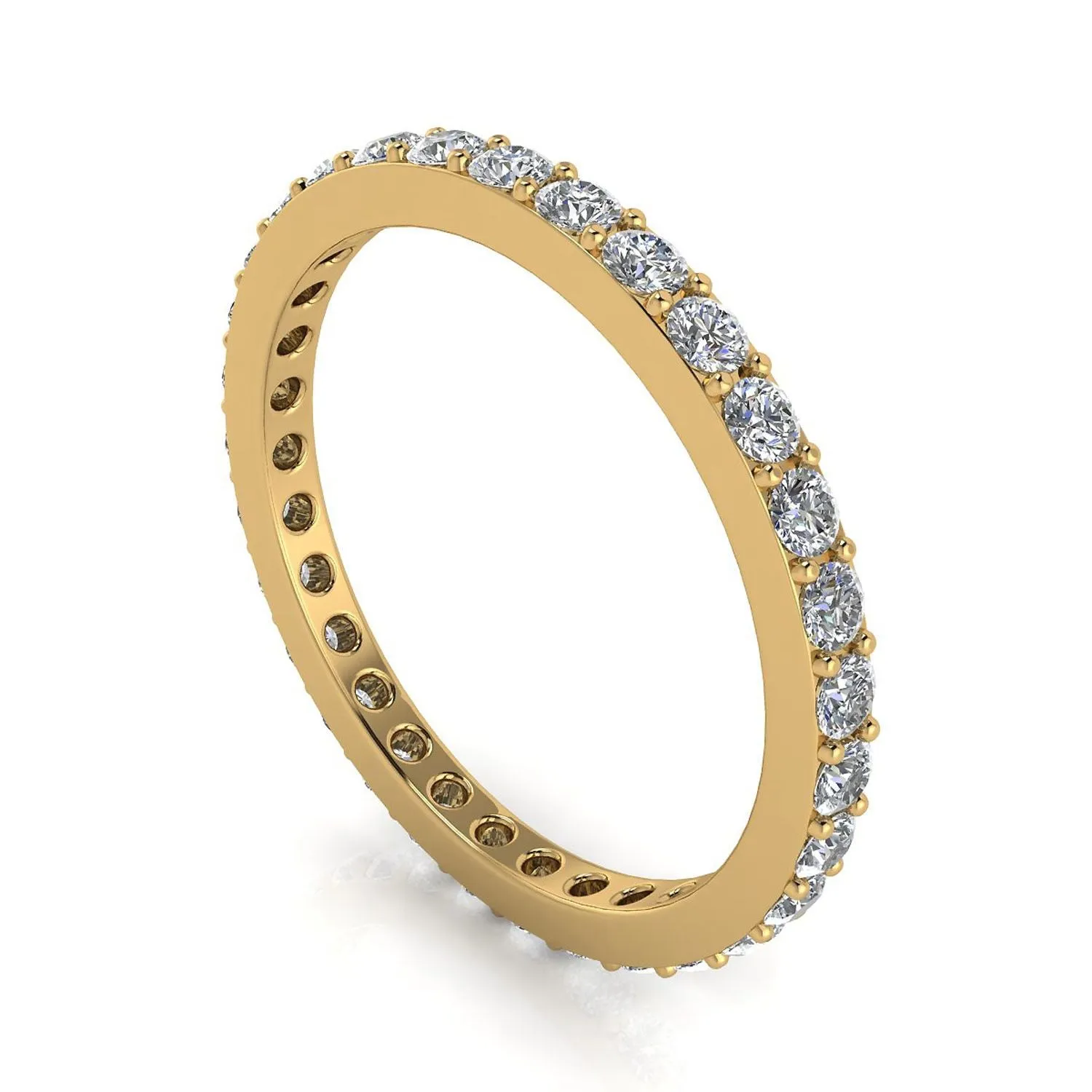 Round Brilliant Cut Diamond Pave Set Eternity Ring In 14k Yellow Gold  (0.72ct. Tw.) Ring Size 8