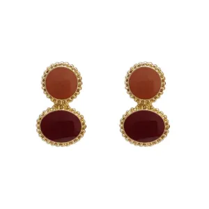 Round Brown Invisible Clip On Stud Earrings