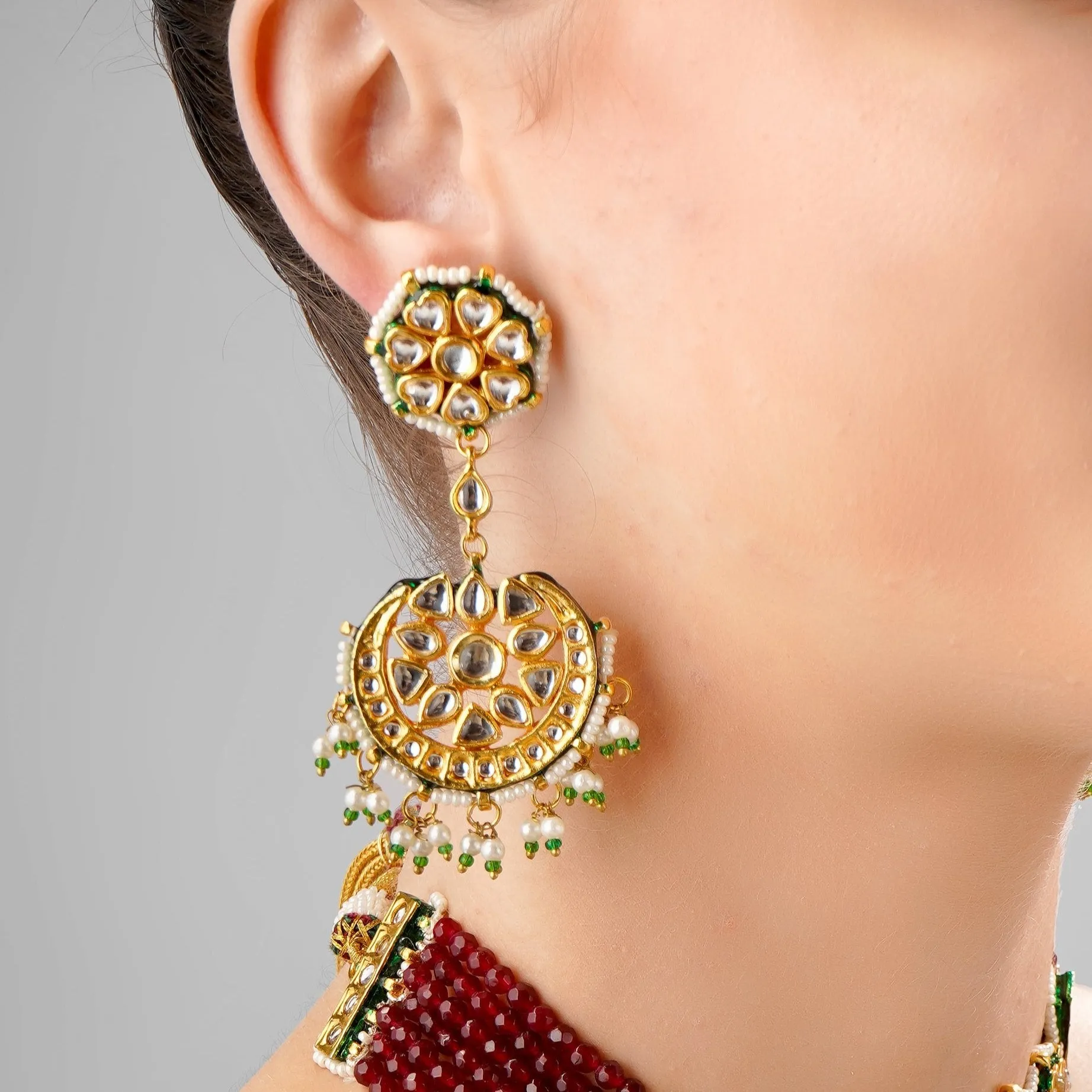 RUBY KUNDAN MEENAKARI SEMI PRECIOUS CHOKER SET