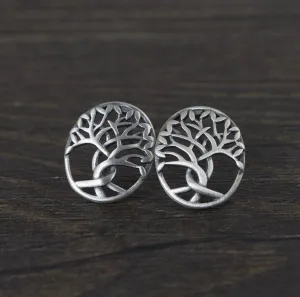 S925 Thai Silver Craftsmanship Sterling Silver Life Tree Energy Stud Earrings
