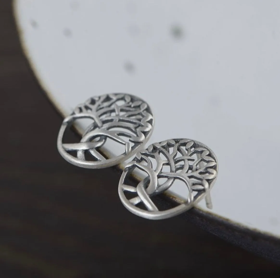 S925 Thai Silver Craftsmanship Sterling Silver Life Tree Energy Stud Earrings