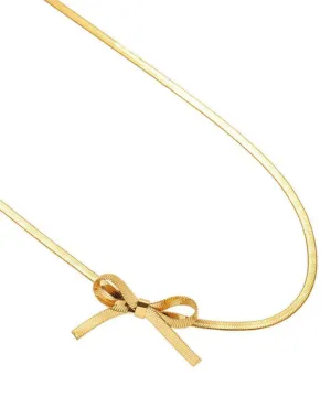 Savvy Bling: Bow Herringbone Necklace 18k Gold Filled