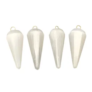 Selenite Faceted Cone Shaped Pendants