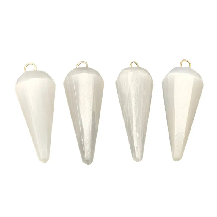 Selenite Faceted Cone Shaped Pendants