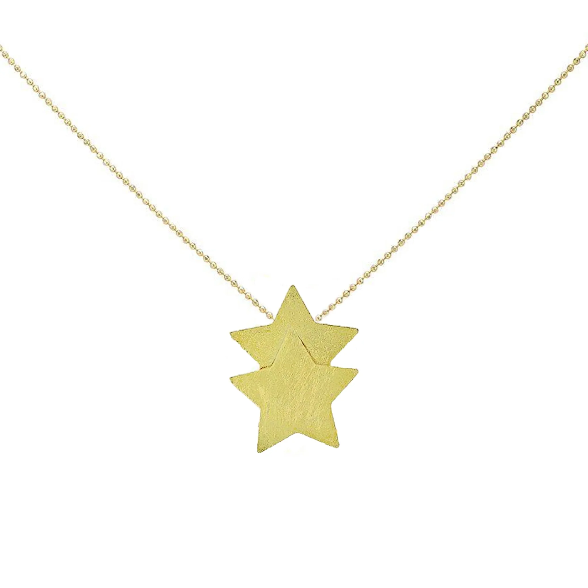 Sheila Fajl Castor Double Star Pendant Necklace in Gold Plated