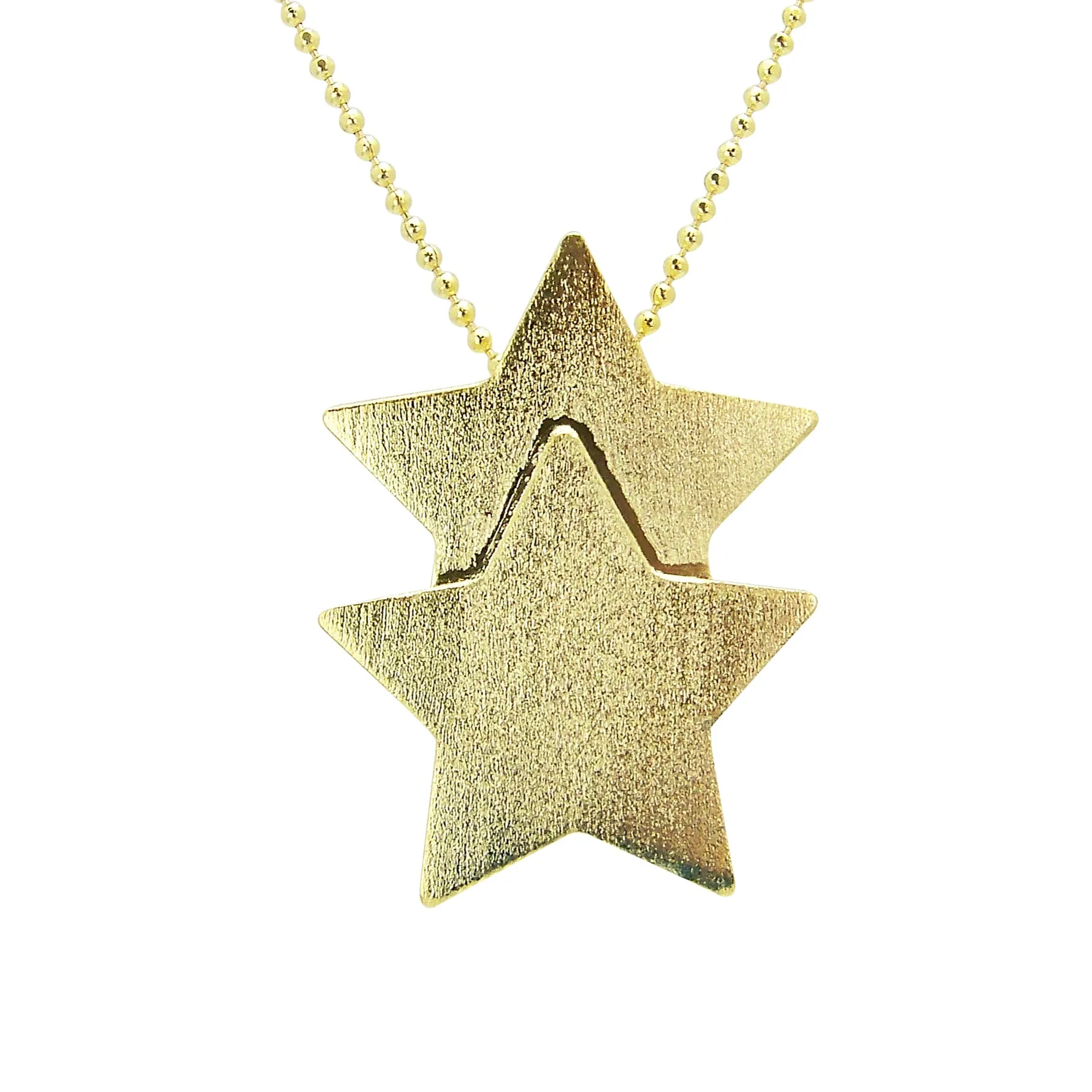 Sheila Fajl Castor Double Star Pendant Necklace in Gold Plated