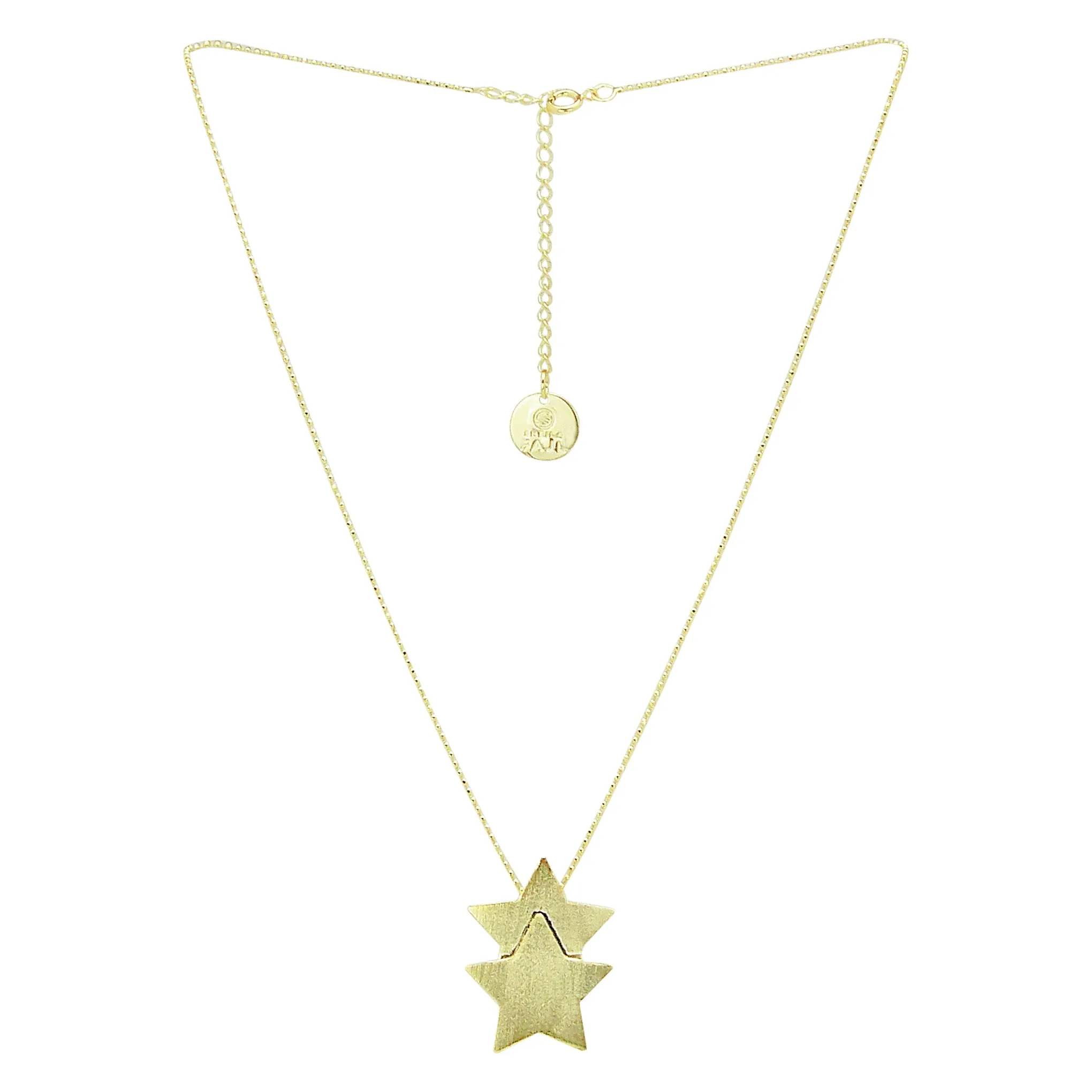 Sheila Fajl Castor Double Star Pendant Necklace in Gold Plated