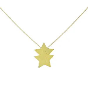 Sheila Fajl Castor Double Star Pendant Necklace in Gold Plated