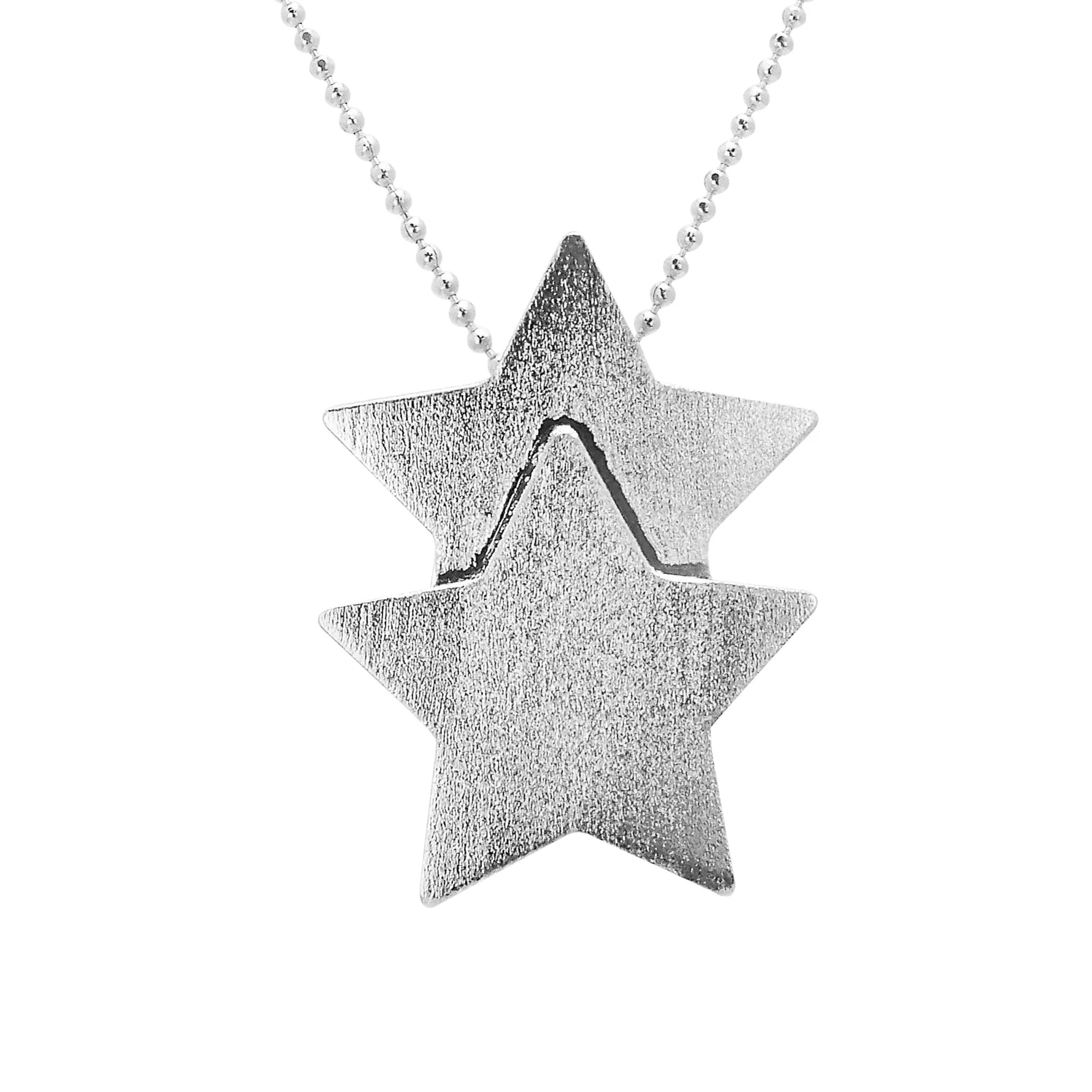 Sheila Fajl Castor Double Star Pendant Necklace in Silver Plated
