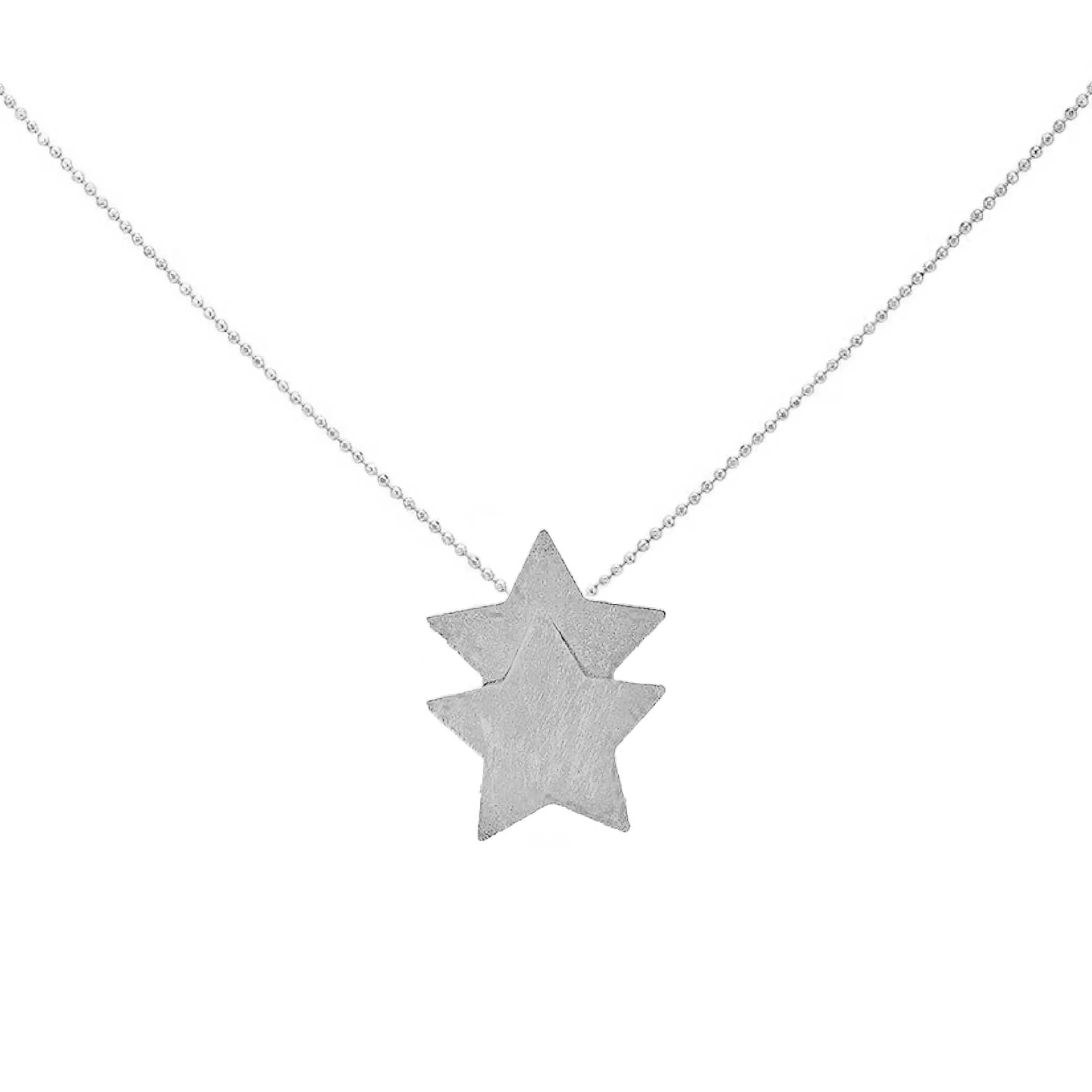 Sheila Fajl Castor Double Star Pendant Necklace in Silver Plated