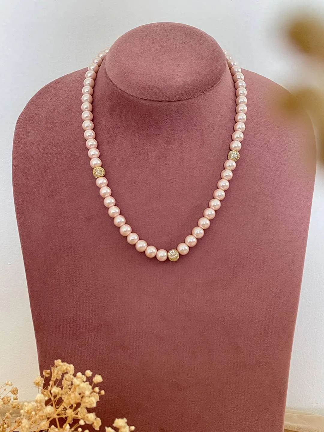 Shell Pearls With 3 Diamond Balls