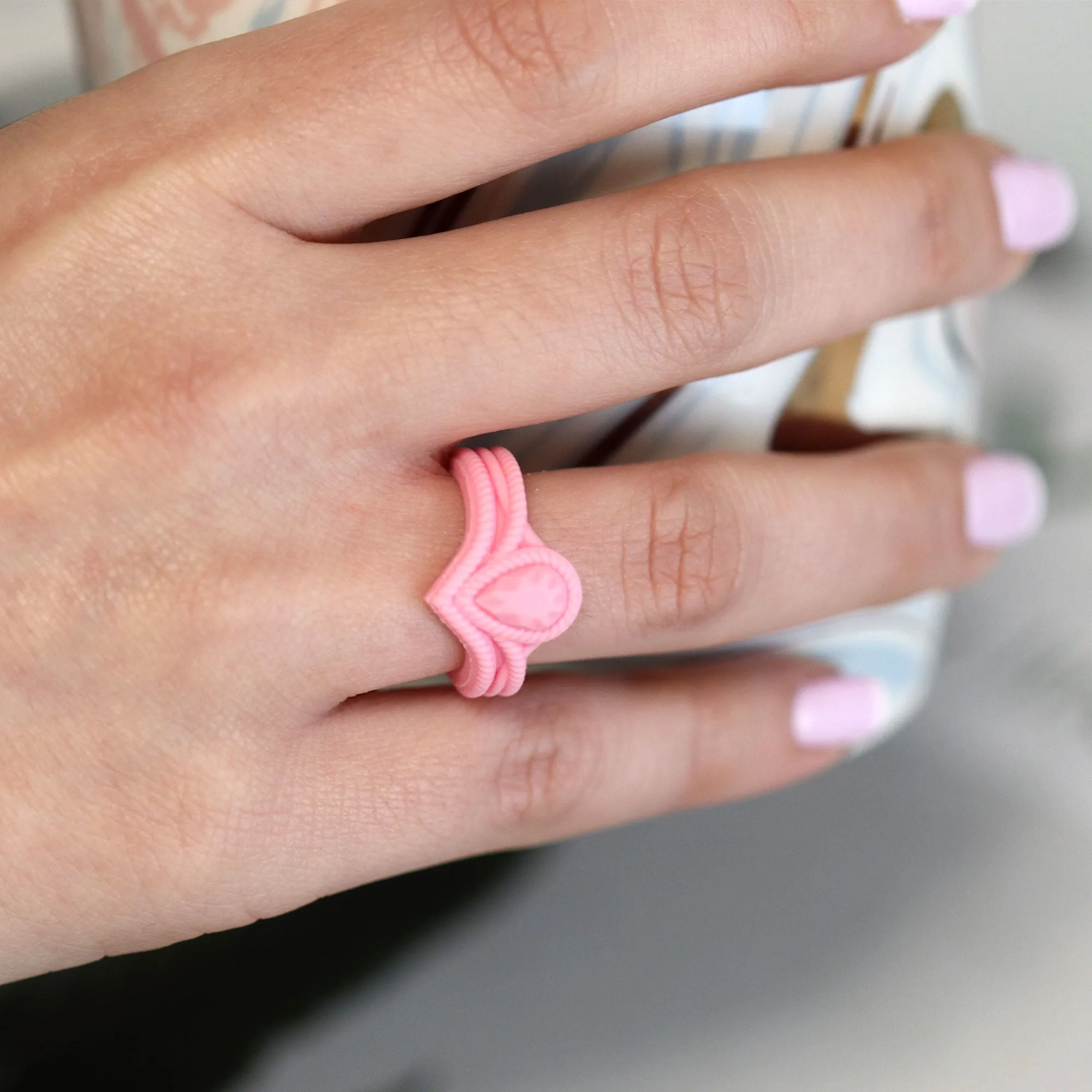 Silicone Pear Diamond Rings - 2 Pack, Stylish Design, Common Colors, U.S. Patent