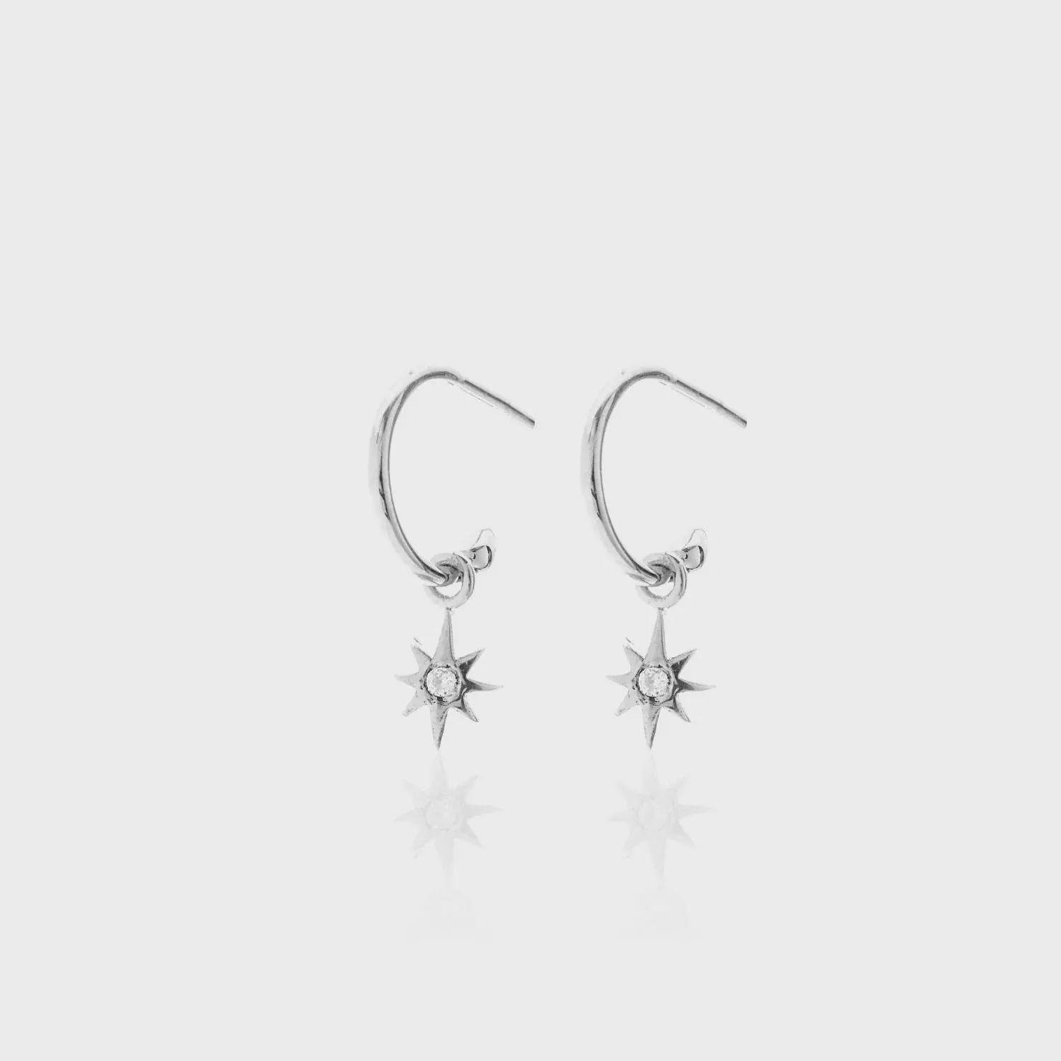 Silk & Steel Superfine Star Hoops - Silver