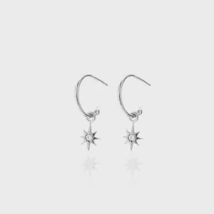 Silk & Steel Superfine Star Hoops - Silver