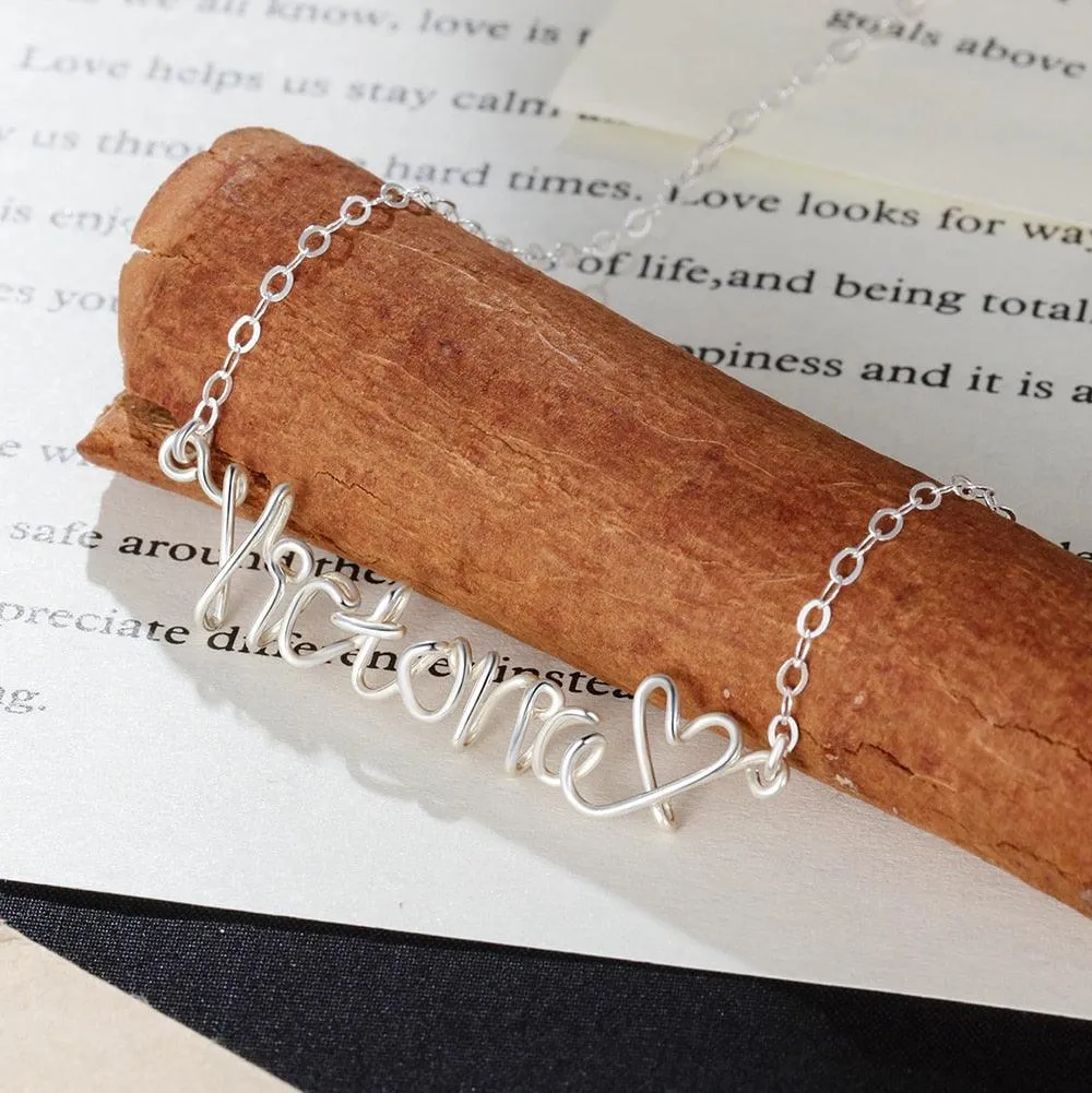 Silver Necklace for Women, Handmade Style Silver Wire Necklace for Women