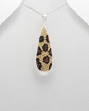 Silver Raindrop Leopard Crystal Pendant
