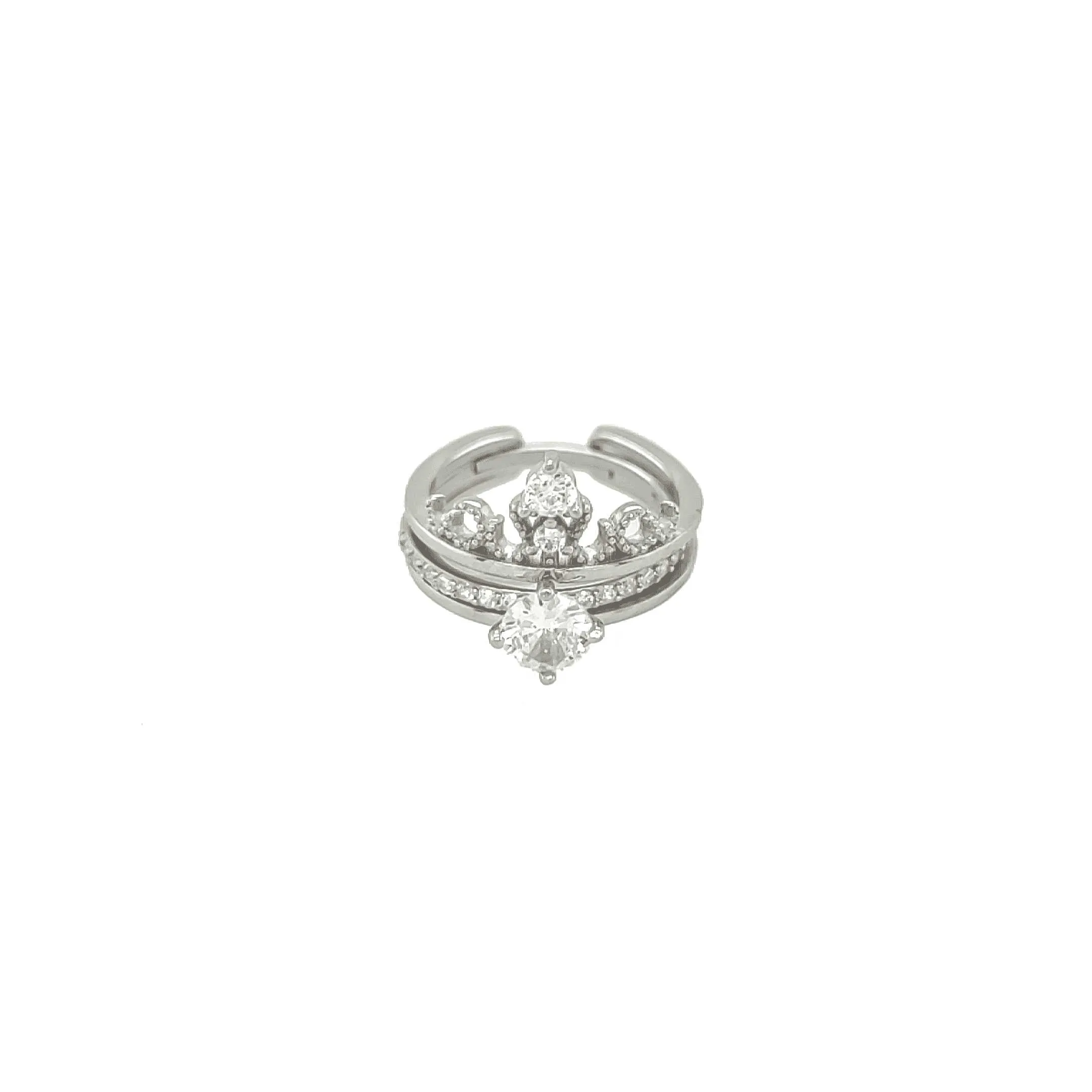 Silver Ring With Crystal Lobe