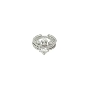 Silver Ring With Crystal Lobe