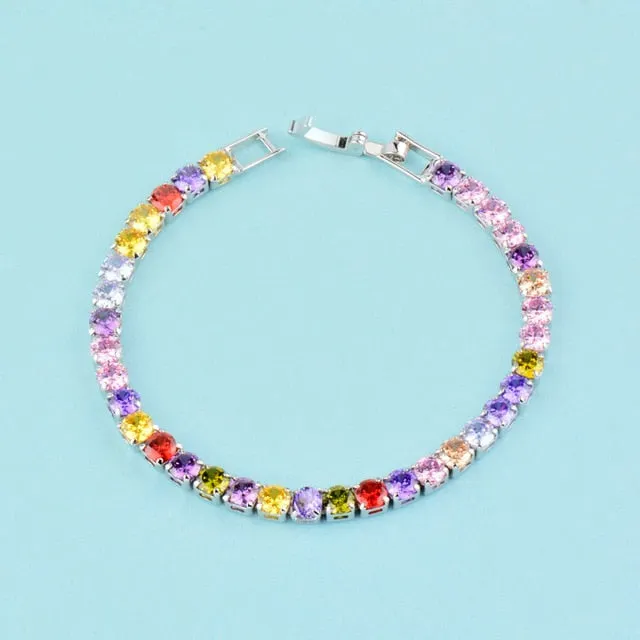 SINLEERY Charm AAA  Round Cubic Zirconia Tennis Bracelet