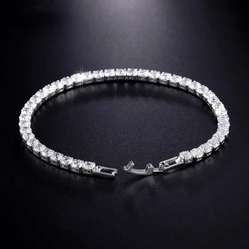 SINLEERY Charm AAA  Round Cubic Zirconia Tennis Bracelet