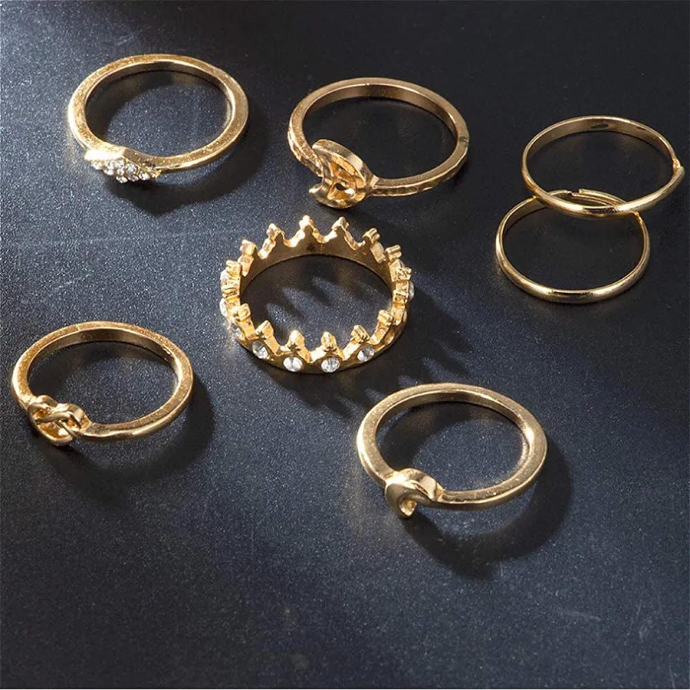 Sither 13 Pcs Women Rings Set Knuckle Rings Gold Bohemian Rings for Girls Vintage Gem Crystal Rings Joint Knot Ring Sets for Teens Party Daily Fesvital Jewelry Gift(style3)
