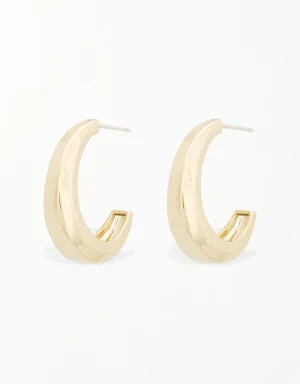 Sleek Chic Banana Curve Hoop Earrings - 18K Gold Plated