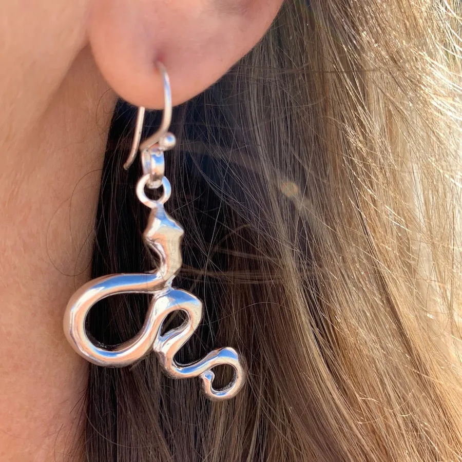 Snake silver earrings