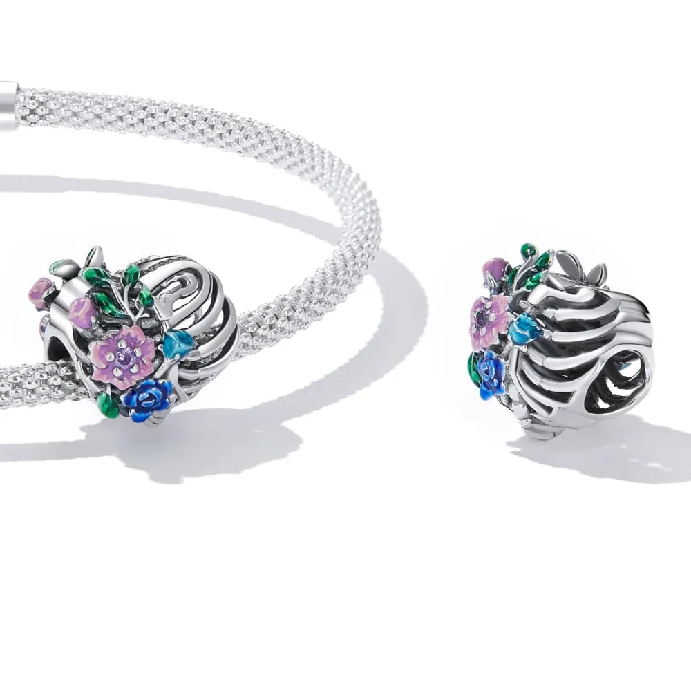 Solid 925 Signature Silver Juliet's Caged Heart Charm