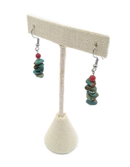 Southwest Style Turquoise & Red Coral Earrings